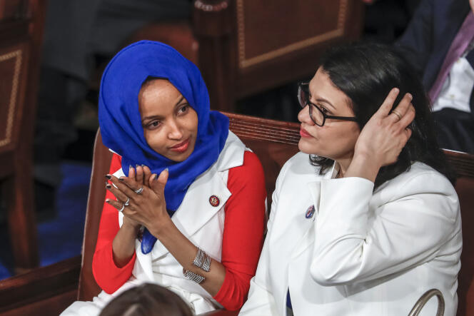 Les élues Ilhan Omar (gauche) et Rashida Tlaib (droite) au Capitole, à Washington, le 5 février dernier.