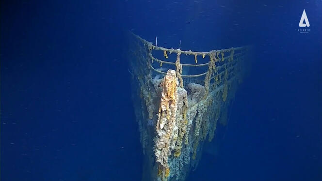 Image diffusée par Atlantic Productions lors de la plongée réalisée auprès de l’épave du « Titanic ».