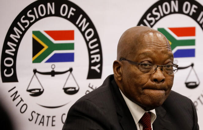 L’ancien président sud-africain Jacob Zuma lors de son audition par une commission d’enquête à Johannesburg, le 19 juillet 2019.