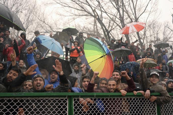 Real Kashmir fans in the match against Gokulam Kerala FC on February 6th in Srinagar.
