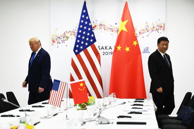 Rencontre entre le président des Etats-Unis Donald Trump et son homologue chinois Xi Jinping, le 29 juin à Osaka (Japon).