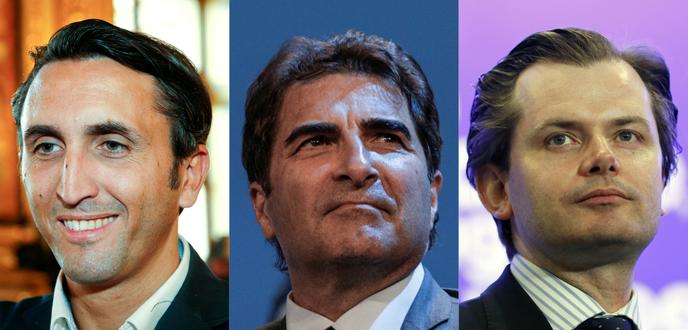 The three candidates for the presidency of LR, Julien Aubert, Christian Jacob and Guillaume Larrivé.