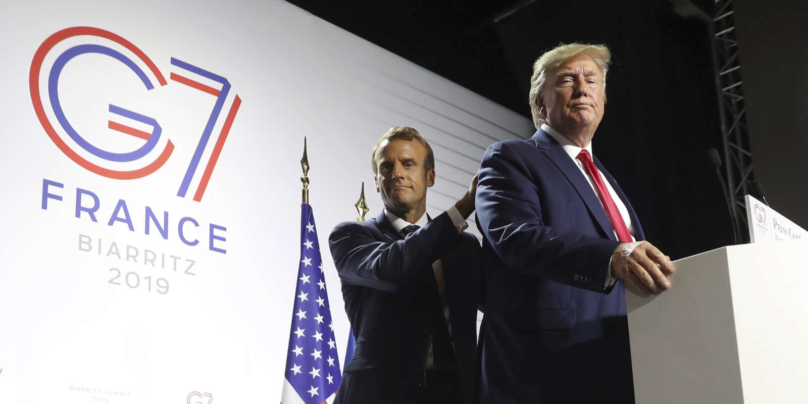 Emmanuel Macron et Donald Trump à la fin de leur conférence de presse commune à Biarritz, le 26 août.
