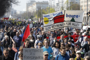 La Karl-Marx-Allee à Berlin, le 6 avril 2019, lors d’une manifestation contre la gentrification du quartier. 