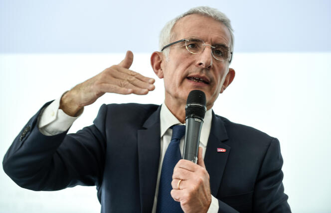 Le patron de la SNCF, Guillaume Pepy, à Saint-Denis (Seine-Saint-Denis), au siège de l’entreprise publique, le 28 février.