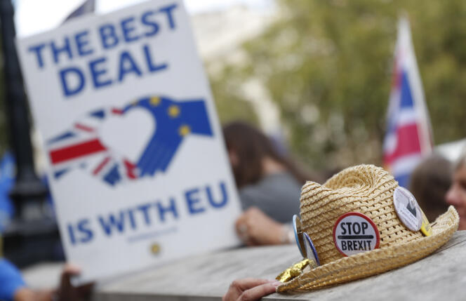Manifestation anti-Brexit devant le Bureau du Cabinet, le 29 août à Londres.