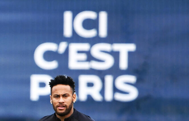 Neymar, lors d’une session d’entraînement à Saint-Germain-en-Laye, le 17 août.