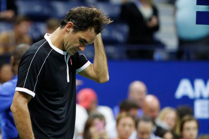 Roger Federer après sa défaite face à Grigor Dimitrov en quart de finale de l’US Open à New York, le 3 septembre.