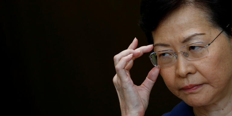Hong Kong's Chief Executive Carrie Lam gestures during a news conference in Hong Kong, China August 13, 2019. REUTERS/Thomas Peter