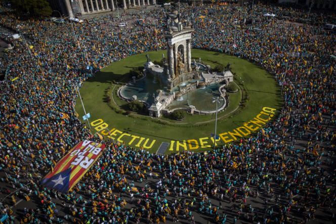 Manifestation pour l’indépendance de la Catalogne, le 11 septembre, à Barcelone.