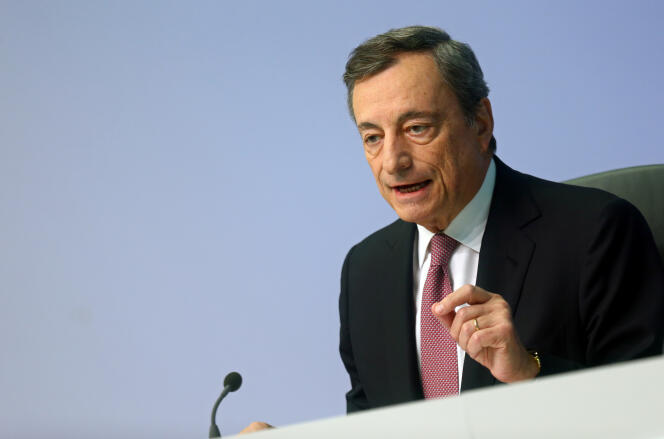 Mario Draghi, le président de la Banque centrale européenne, lors de la conférence de presse du 12 septembre, à Francfort, en Allemagne.