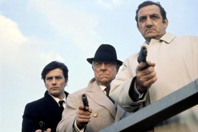 Alain Delon, Jean Gabin e Lino Ventura in “Le Clan des Siciliens”, nel 1969.