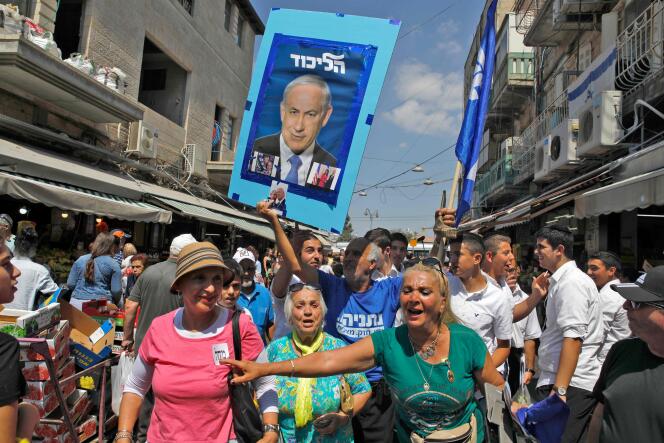 Des soutiens de Benjamin Nétanyahou à Jérusalem, le 13 septembre.