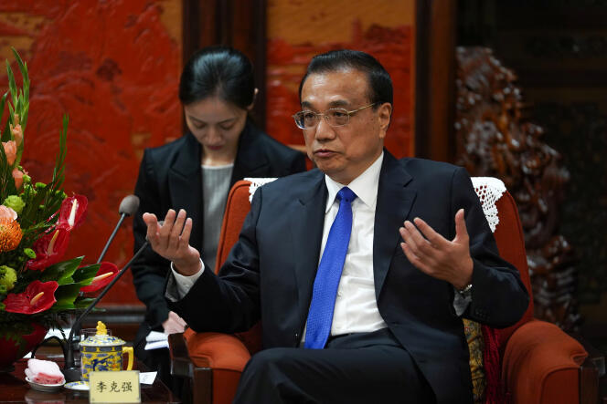 Le premier ministre chinois, Li Keqiang, à Pékin, le 10 septembre.