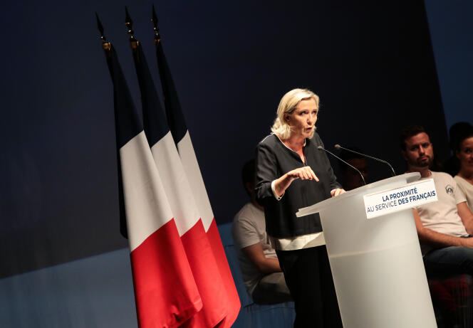 Marine Le Pen, présidente du Rassemblement national, à Fréjus (Var), le 15 septembre.