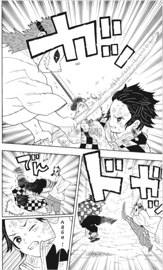 Une planche du tome 1 de « Demon Slayer ».