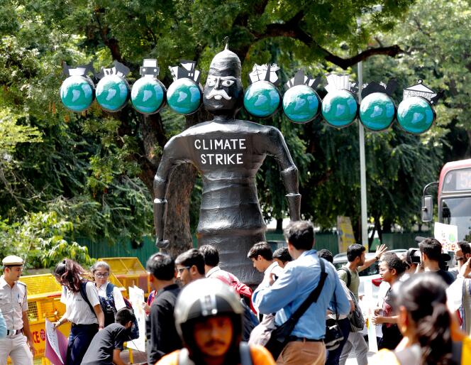 A New Delhi, lors du « Friday for future », mobilisation mondiale contre le réchauffement climatique, le 20 septembre 2019.
