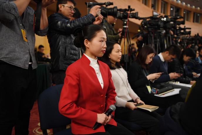 Des journalistes chinois, en mars 2018 à Pékin.