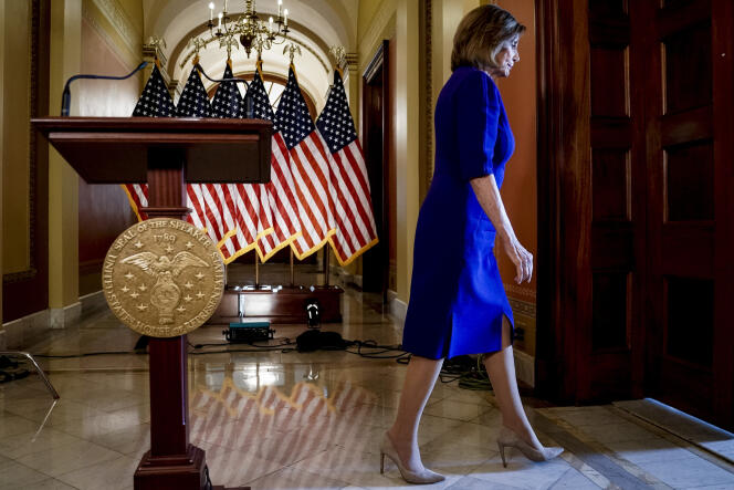 La présidente démocrate de la Chambre des représentants, Nancy Pelosi, à Capitol Hill à Washington, le 24 septembre.