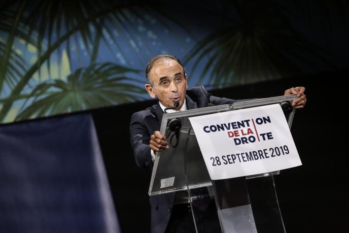 Eric Zemmour à la tribune de la Convention de la droite, organisée par des proches de Marion Maréchal Le Pen, le 28 Septembre 2019, à Paris.