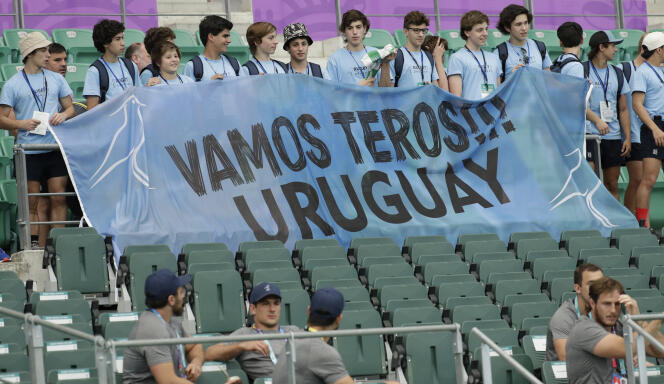 Des supporters de l’équipe d’Uruguay présents lors d’un entraînement des Teros le 4 octobre.