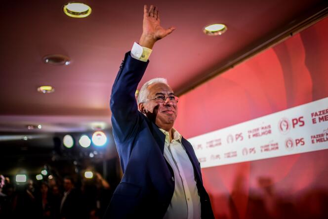 Le social-démocrate Antonio Costa après l’annonce des résultats provisoires des élections législatives, à Lisbonne, le 6 octobre.