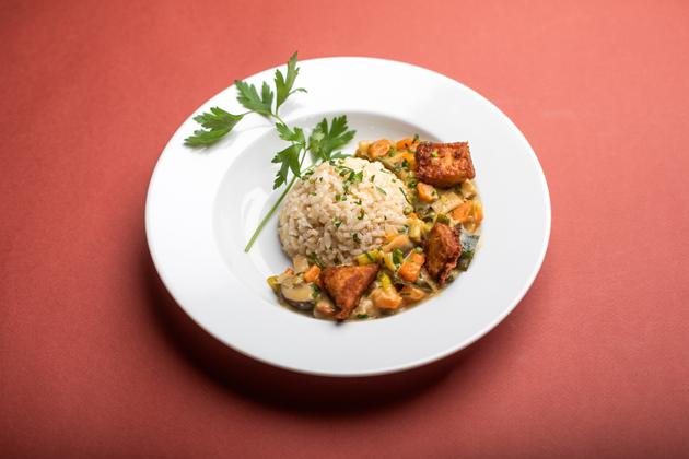 Le tempeh au vin blanc de Gilles Daveau.