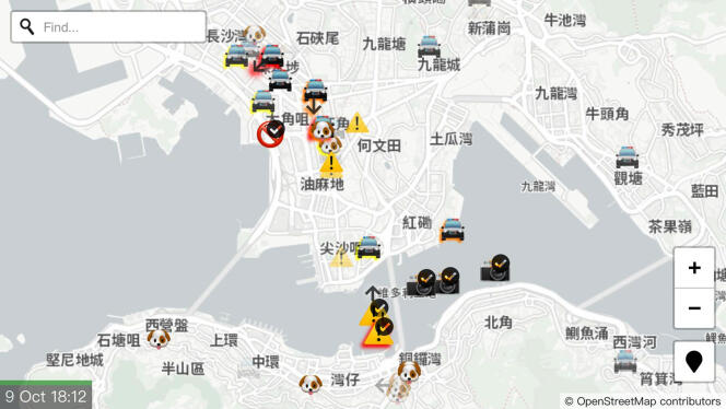 Une carte de Hongkong sur HKmap.live.