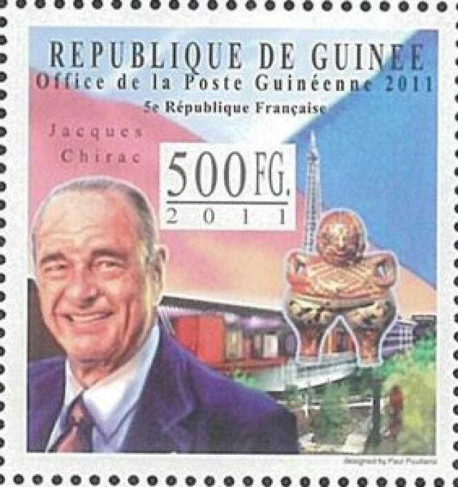 Jacques Chirac sur un timbre de Guinée, 2011.
