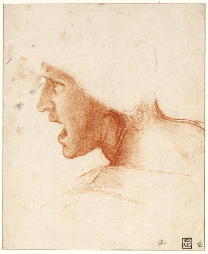 Léonard de Vinci, Étude de figure pour la Bataille d’Anghiari, vers 1504.