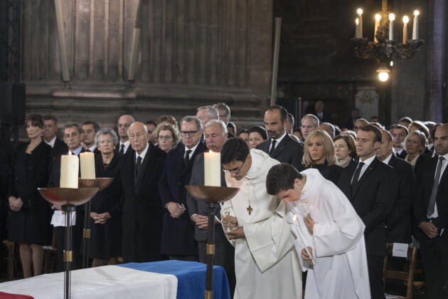 Obsèques de Jacques Chirac, à l’église Saint-Sulpice, à Paris, le 30 septembre.