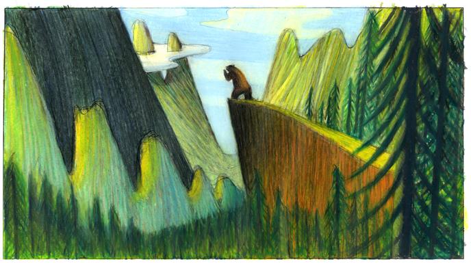 Croquis préparatoire du film « La Fameuse Invasion des ours en Sicile », de Lorenzo Mattotti, exposé à l’Institut culturel italien, à Paris, jusqu’au 25 octobre.