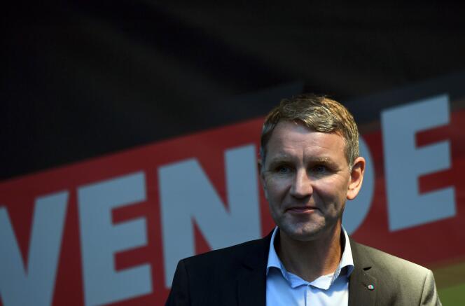Björn Höcke, le candidat de l’AfD pour le scrutin régional en Thuringe, lors d’un meeting à Gotha le 23 octobre.