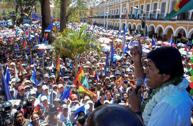 Des soutiens d’Evo Morales en Bolivie le 24 octobre.
