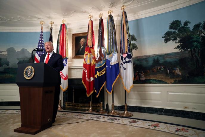 Le président des Etats-Unis, Donald Trump, lors de son allocution à la Maison Blanche, le 27 octobre.