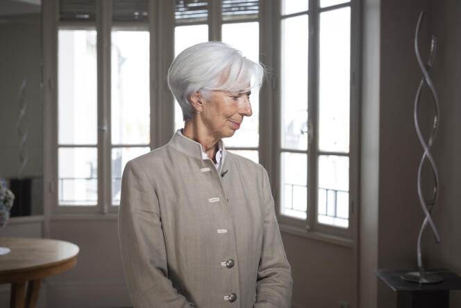 Christine Lagarde chez elle, à Paris, le 9 octobre.