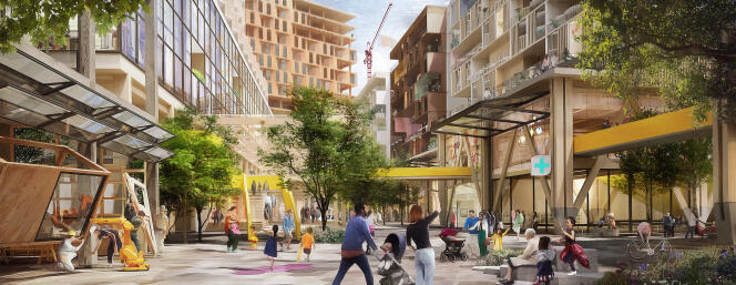Le futur quartier de Quayside, imaginé par Sidewalk Labs, fait la part belle aux immeubles en bois et aux espaces piétons.