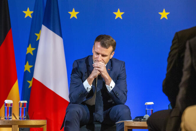 Rencontre entre Emmanuel Macron et les acteurs économiques français et allemands participant à la Foire internationale des importations de Shanghaï (Chine), lundi 4 novembre.