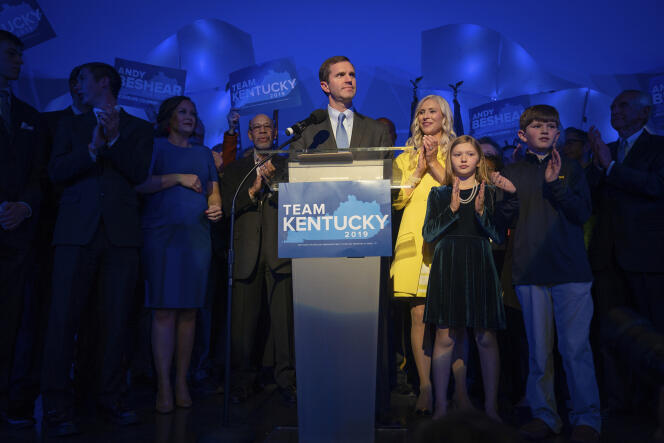 Le candidat démocrate Andy Beshear a revendiqué sa victoire à Louisville.