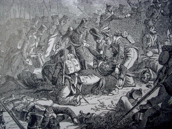 Blessure mortelle du général Gudin à la bataille de Valoutina Gora, par Henri Félix Emmanuel Philippoteaux.