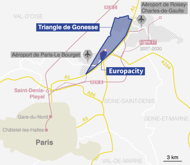 Le site d’EuropaCity était envisagé dans le « triangle de Gonesse », au nord de Paris.