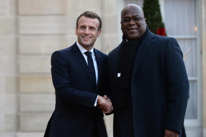 Le président français Emmanuel Macron (à gauche) avec son homologue congolais Félix Tshisekedi au palais de l’Elysée, à Paris, le 12 novembre 2019.