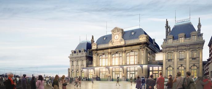 Vue extérieure de la gare de Saint-Omer.