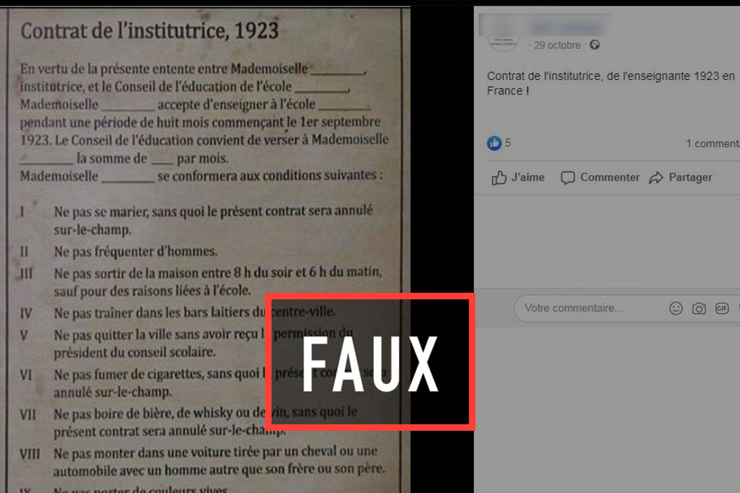 « Ne pas se marier, ne pas fumer » : d’où vient ce « contrat de l’institutrice » qui circule en ligne ?