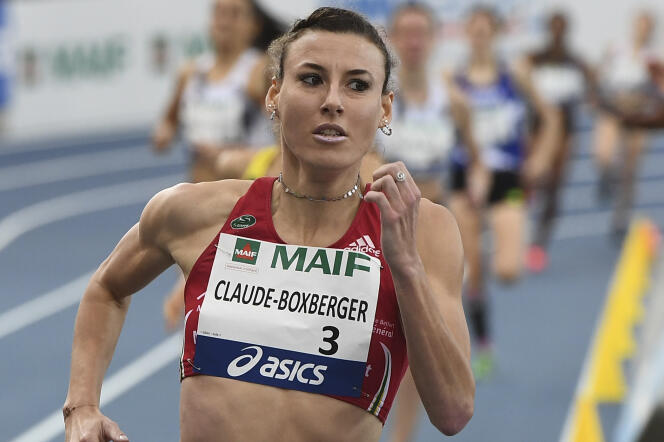 Ophélie Claude-Boxberger, lors du 1 500 m aux championnats de France en salle, à Miramas (Bouches-du-Rhône), en février 2019.