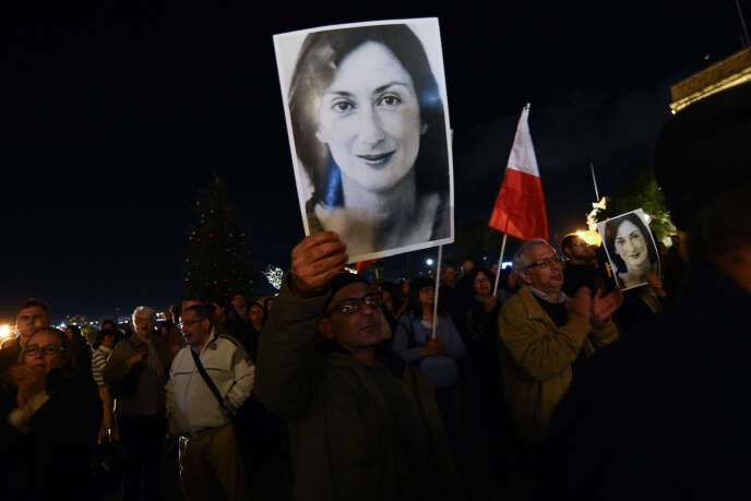 Les manifestants réclament la démission de Joseph Muscat à La Vallette (Malte), le mercredi 20 novembre.