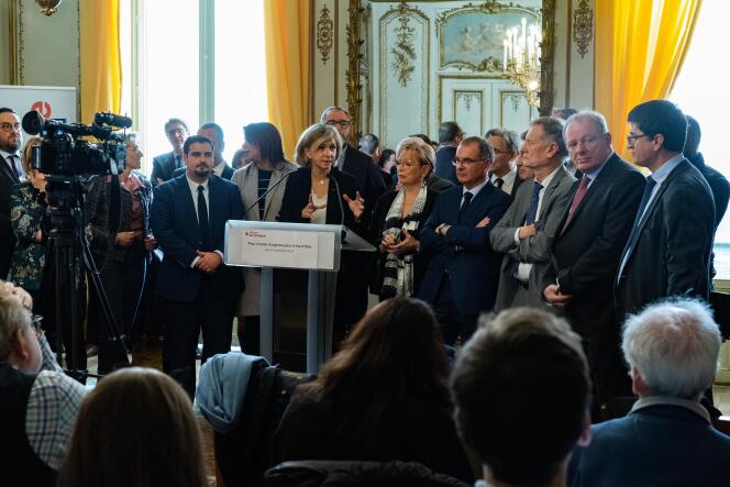 Valérie Pécresse, lors de sa conférence de presse, le 21 novembre, à Paris.