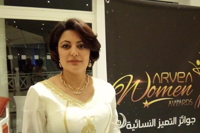 La chercheuse tunisienne Rym Kefi lors de la remise de l’Arvea Woman Award, en décembre 2018.