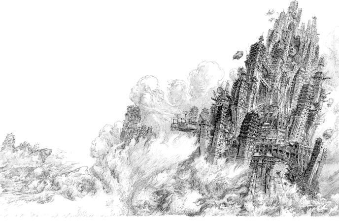L’illustration originale de Laurent Gapaillard pour la couverture de « La Tempête des échos ».