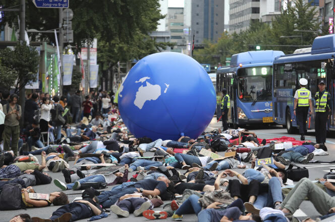 Manifestation d’un collectif d’activistes environnementaux à Séoul, le 21 septembre 2019.
